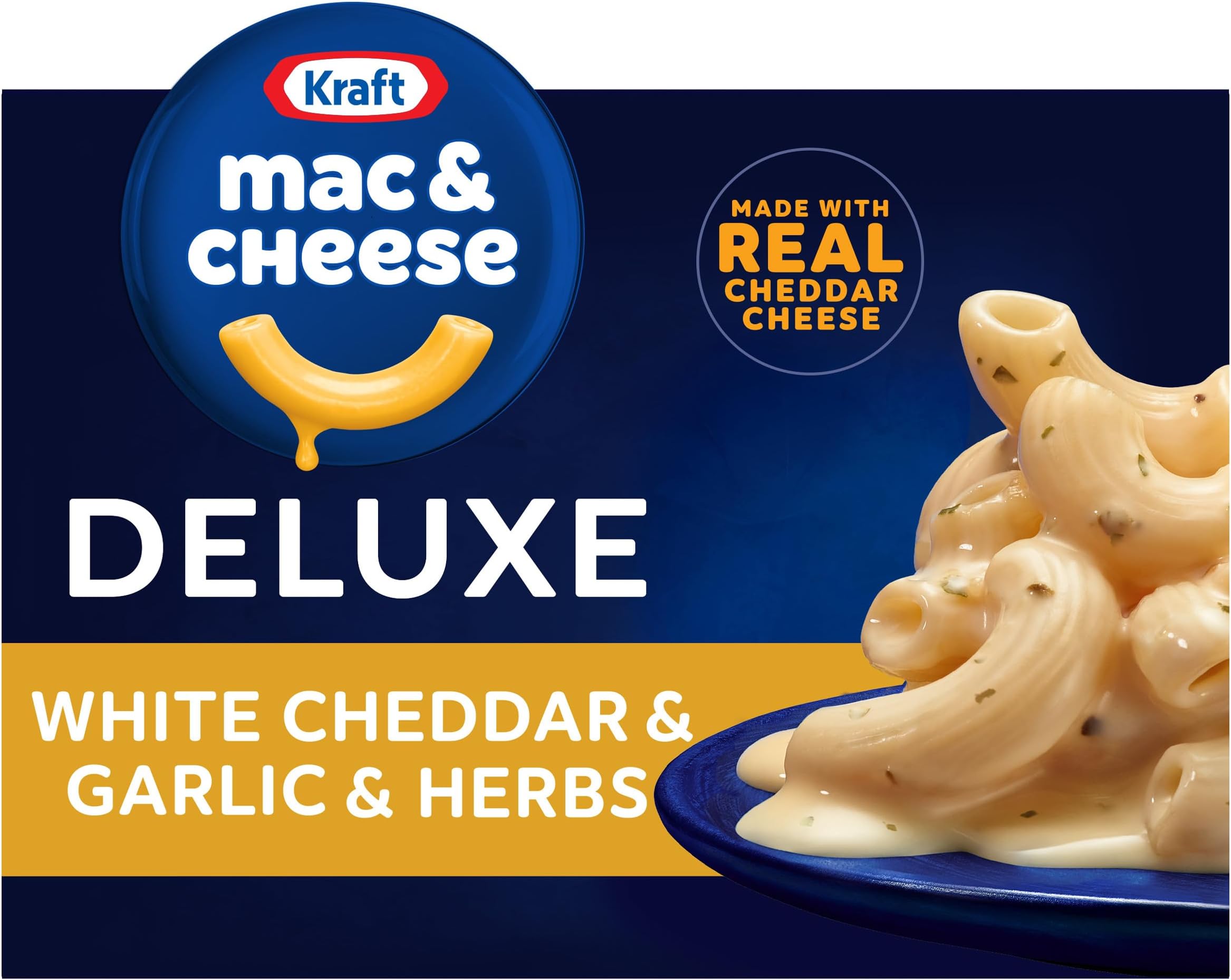 Kraft Deluxe White Cheddar & Garlic & Herbs Mac & Cheese Macaroni and Cheese Dinner, 11.9 oz Box