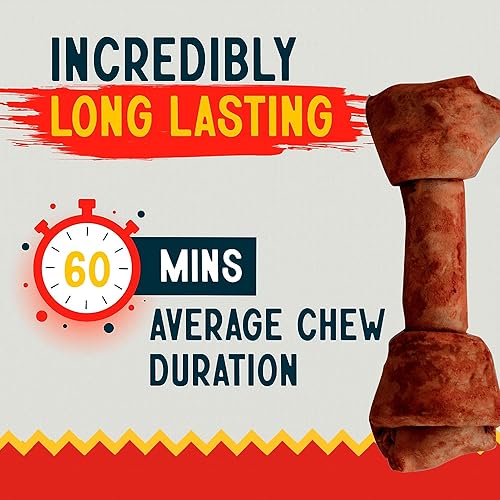 Miniatura 2 de Canine Chews Hueso de cuero crudo extra grande de 8-9 pulgadas para perros grandes, masticadores agresivos, paquete de 10 (sabor a carne)