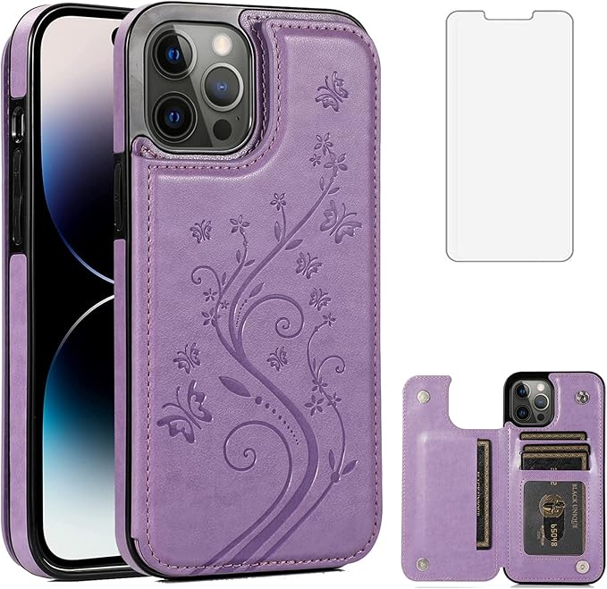 Phone Case for iPhone 14 Pro 6.1 inch with Tempered Glass Screen