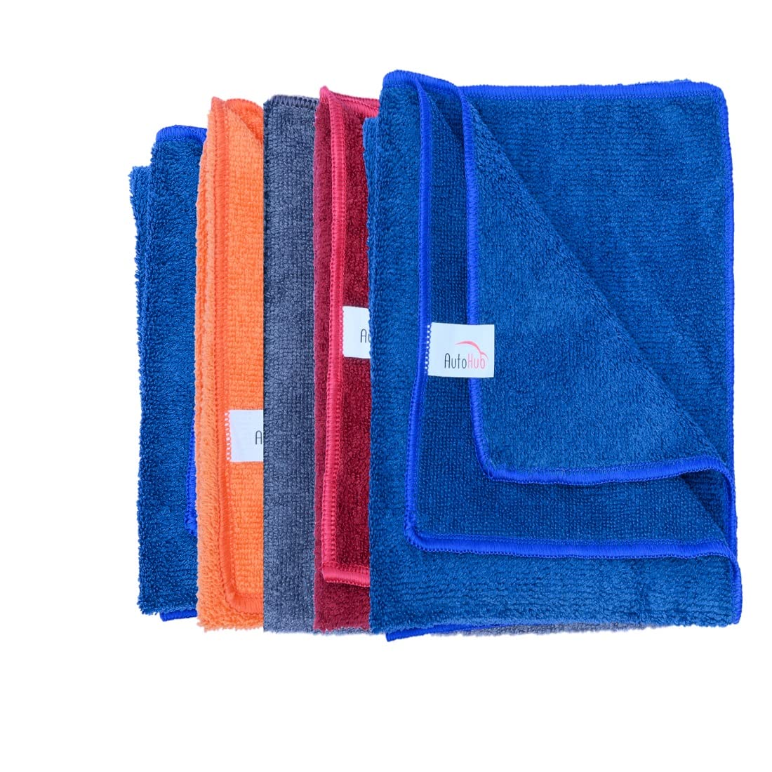 Auto Hub Microfiber Cloth for Car - 360 GSM (40x40 CM) Car Cleaning Cloth, Thick Plush, Lint Free, Streak Free Microfiber Cloth for Bike & Car Washing & Drying Pack of 5-Multi-image-17