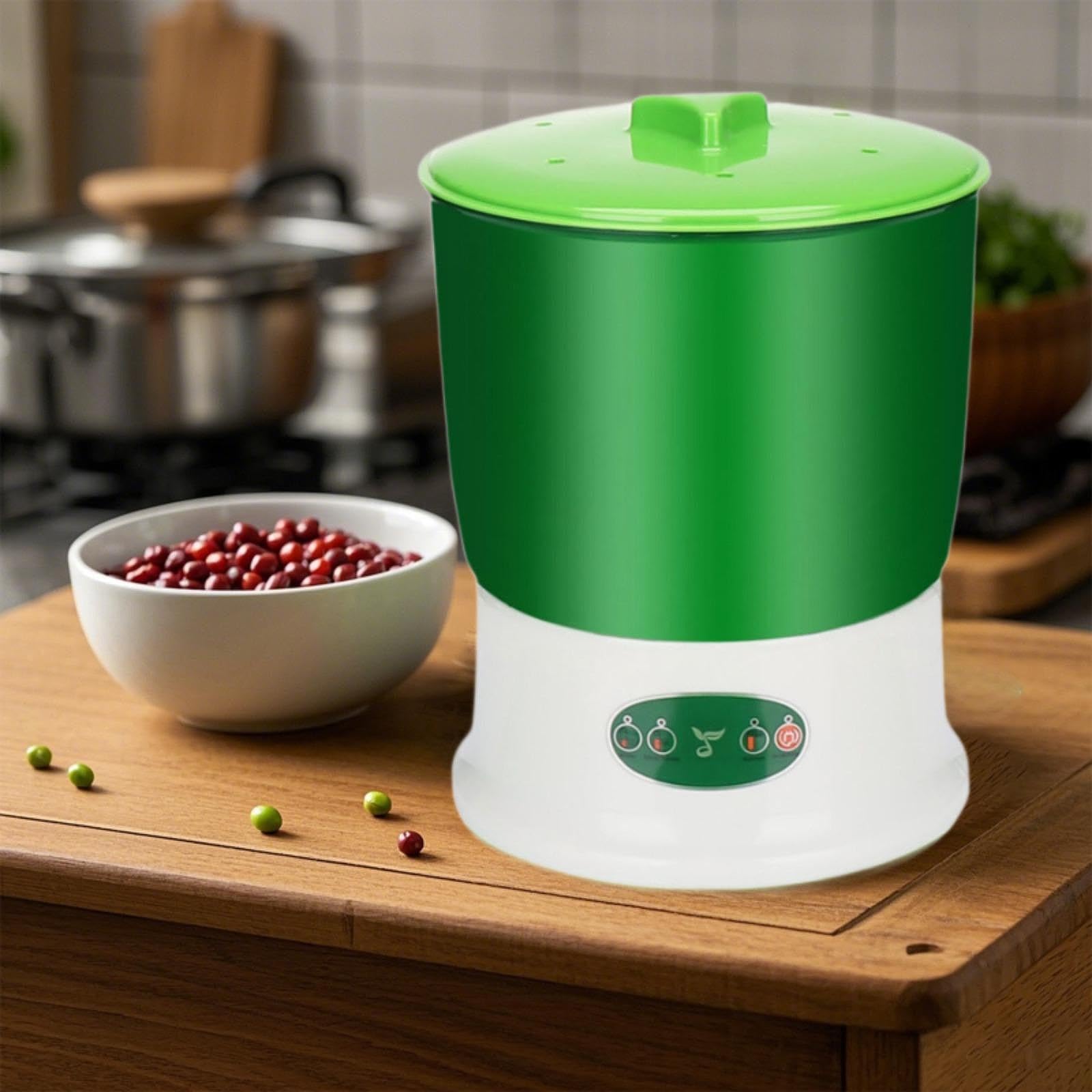 Germinador de Frijoles con Configuraciones Estacionales y Niveles, 2 Capas Germinador Doméstico de Gran Capacidad, 360° Pulverizador Automático, Kit de Máquina de Cultivo Automático para Hogar