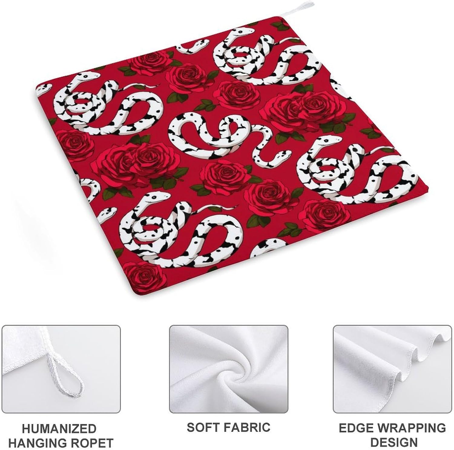 Red Rose Snake Microfiber Hand Towels for Bathroom Soft Absorbent Bath Kitchen Towel with Hanging Loop 4PCS
