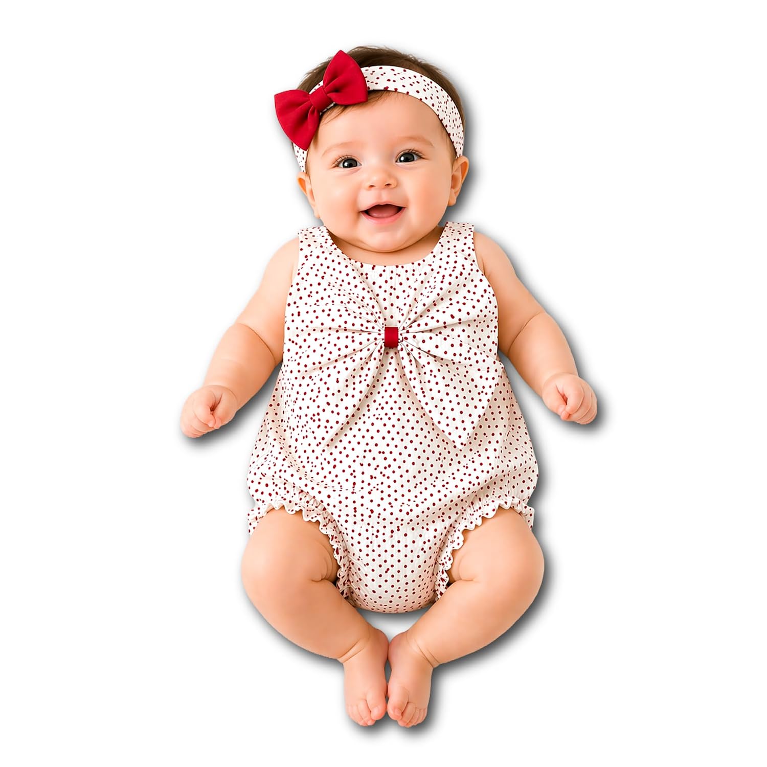 Sweet Panda Newborn Baby Girl Romper with Headband | Cotton Sleeveless Polka Dot Romper Dress | Photoshoot Outfit for Newb... - Review, Price and Buying Guide