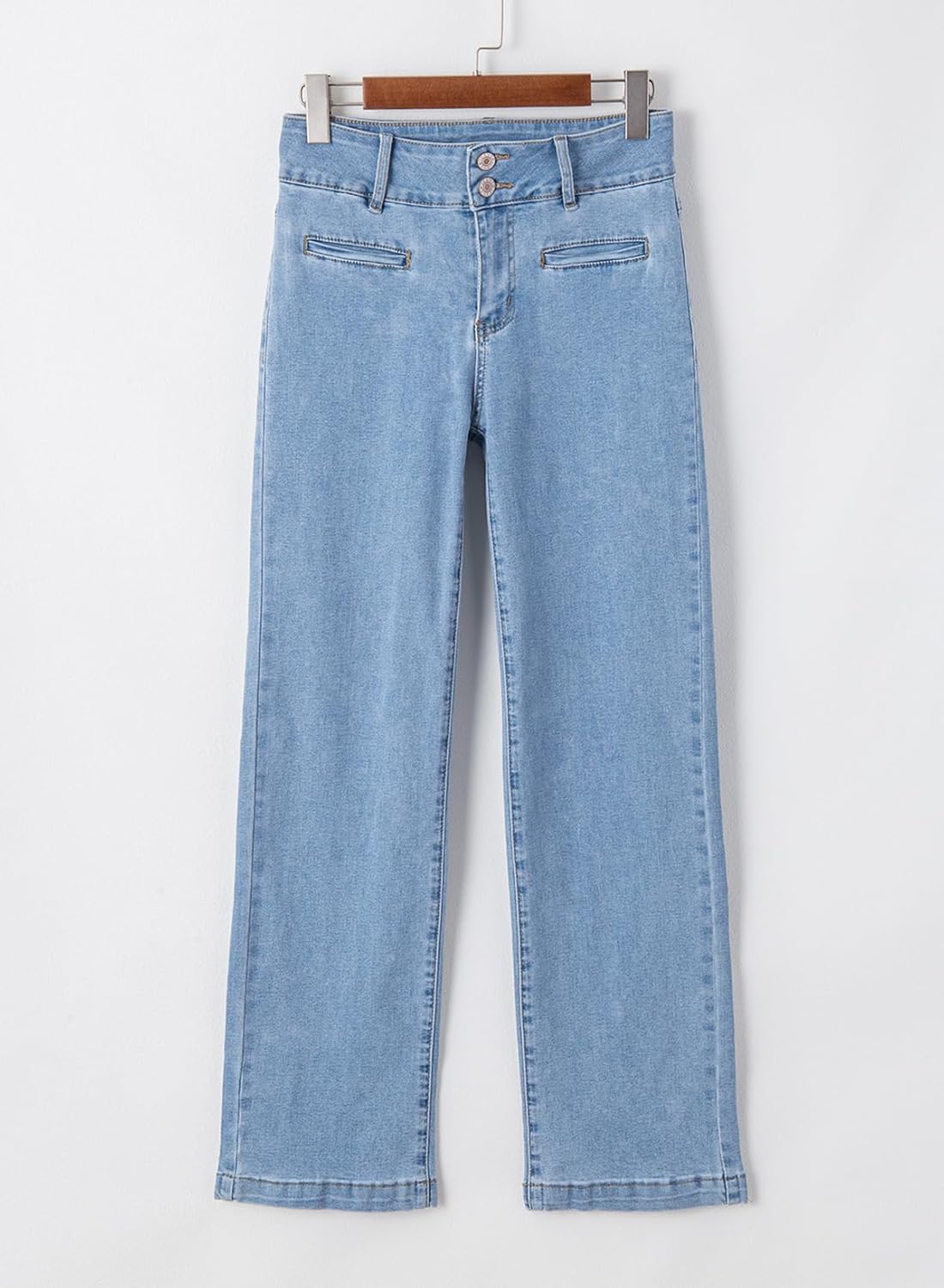 Sidefeel Women's Jeans High Waisted Straight Leg Stretchy Jeans Trendy Loose Wide Leg Zimbaplatinum Denim Pants with Pockets - Image 6