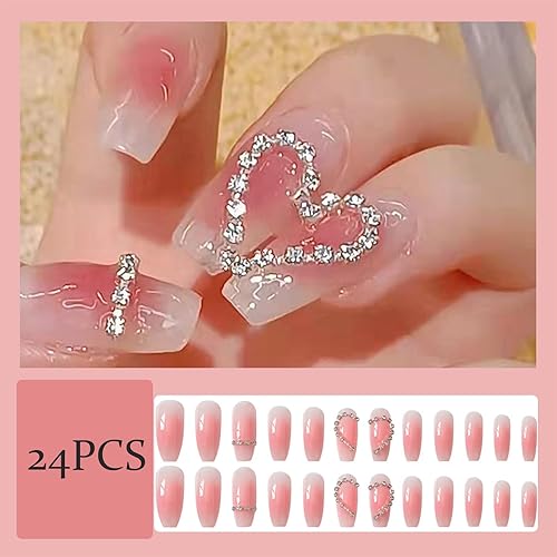 Miniatura 2 de 24 uñas postizas a presión de punta francesa, uñas postizas medianas, puntas de almendra, acrílicas, cobertura completa, uñas postizas blancas, uñas