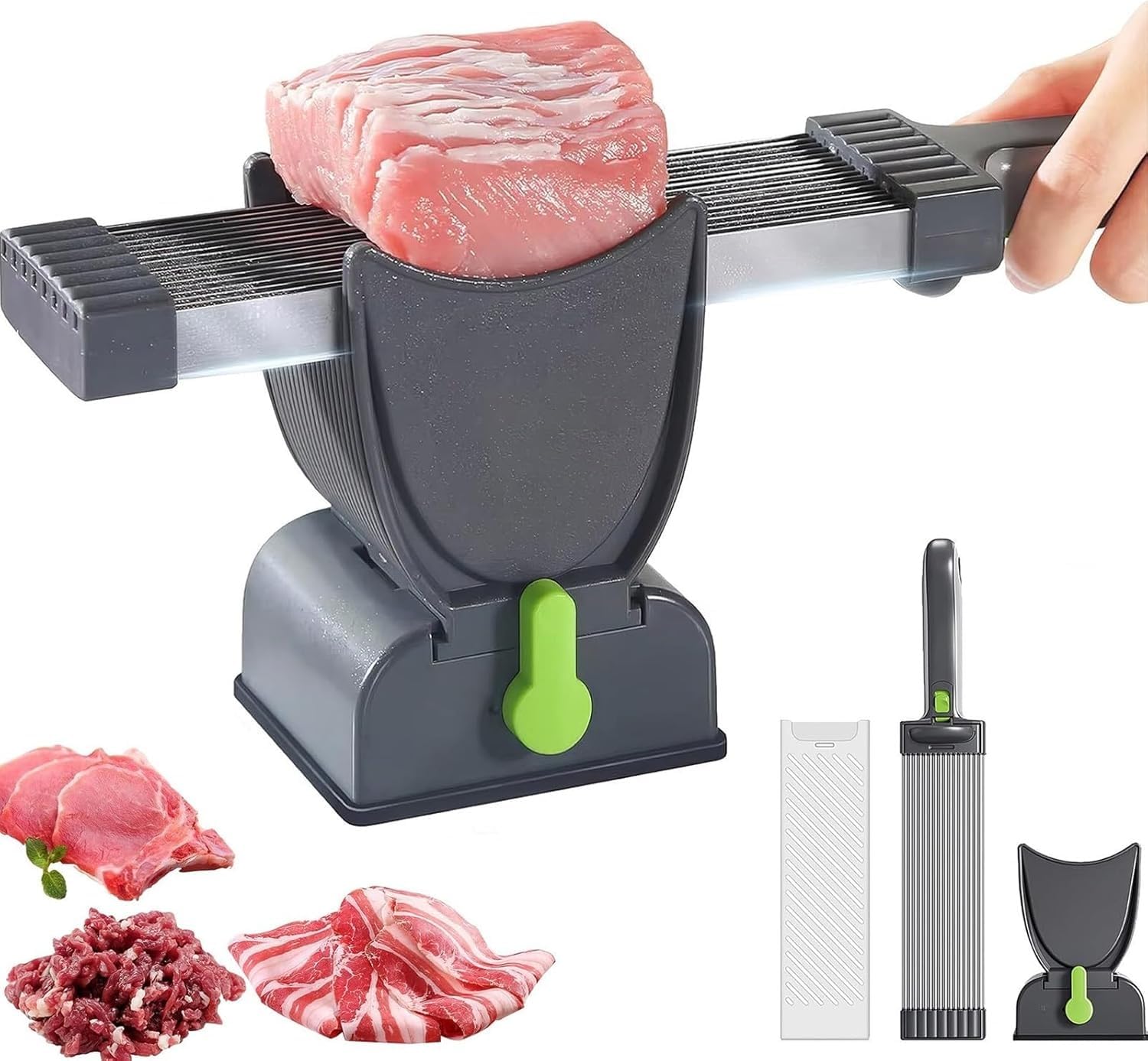 Meat Slicer for Fresh Raw Meat,Meat Cleaver Set for Kitchen,Adjustable Stainless Steel Cleaver,Manual Fresh Meat Cutter Food Slicer for Beef Pork Mutton for Home Cooking BBQ Hot Pot-image-45