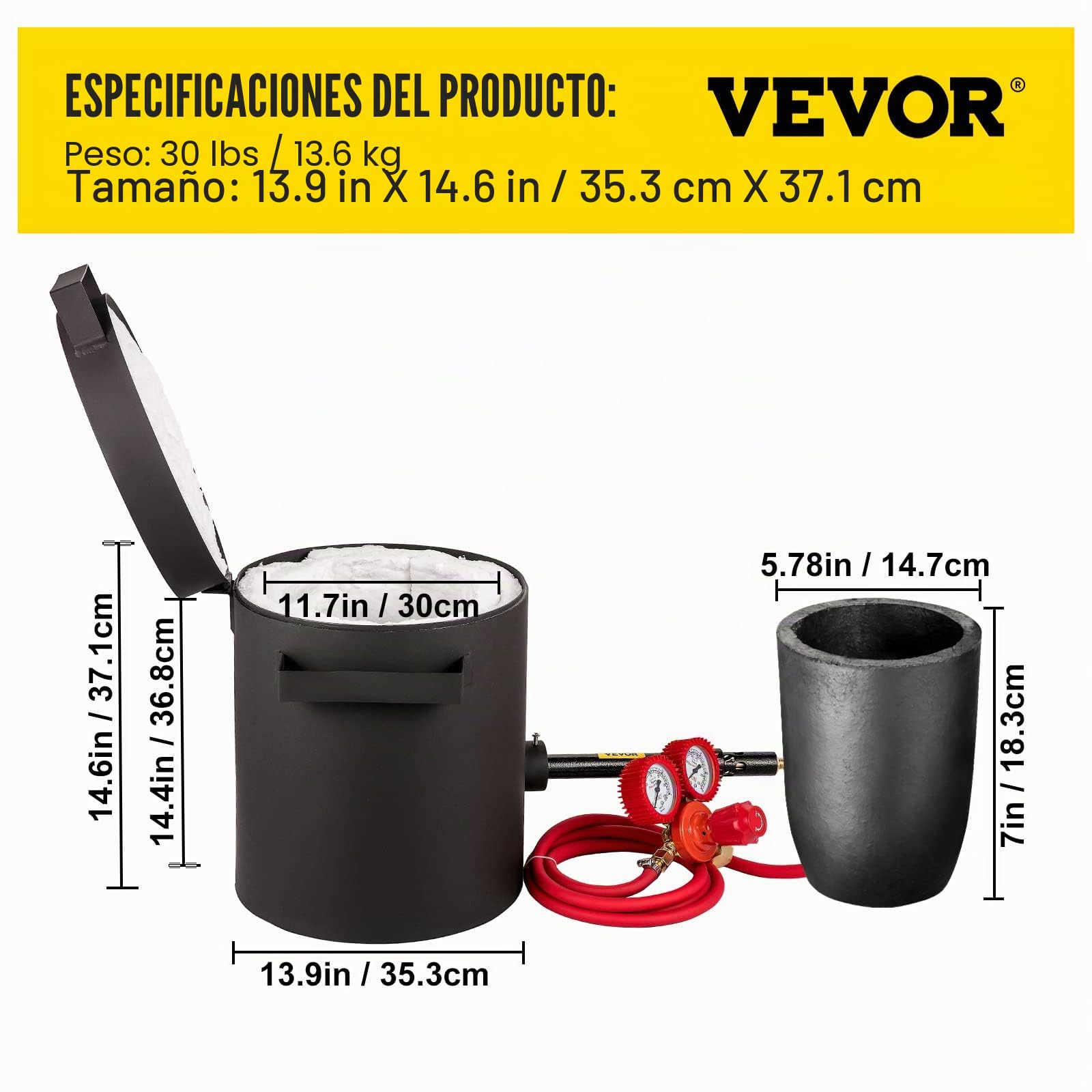 VEVOR Forja de Propano 0-350 psi Horno de Fundición Placa Laminada en Frío 10KG 10min Kit de Horno de Fundición de Metales para Bricolaje