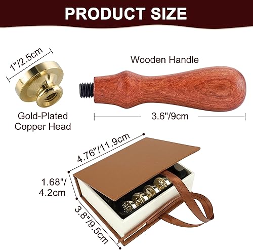Miniatura 9 de Yoption Kit de caja de regalo de sello de cera de Navidad, 6 cabezales de sello de cera de sellado de Navidad con 1 juego de empuñadura de madera,