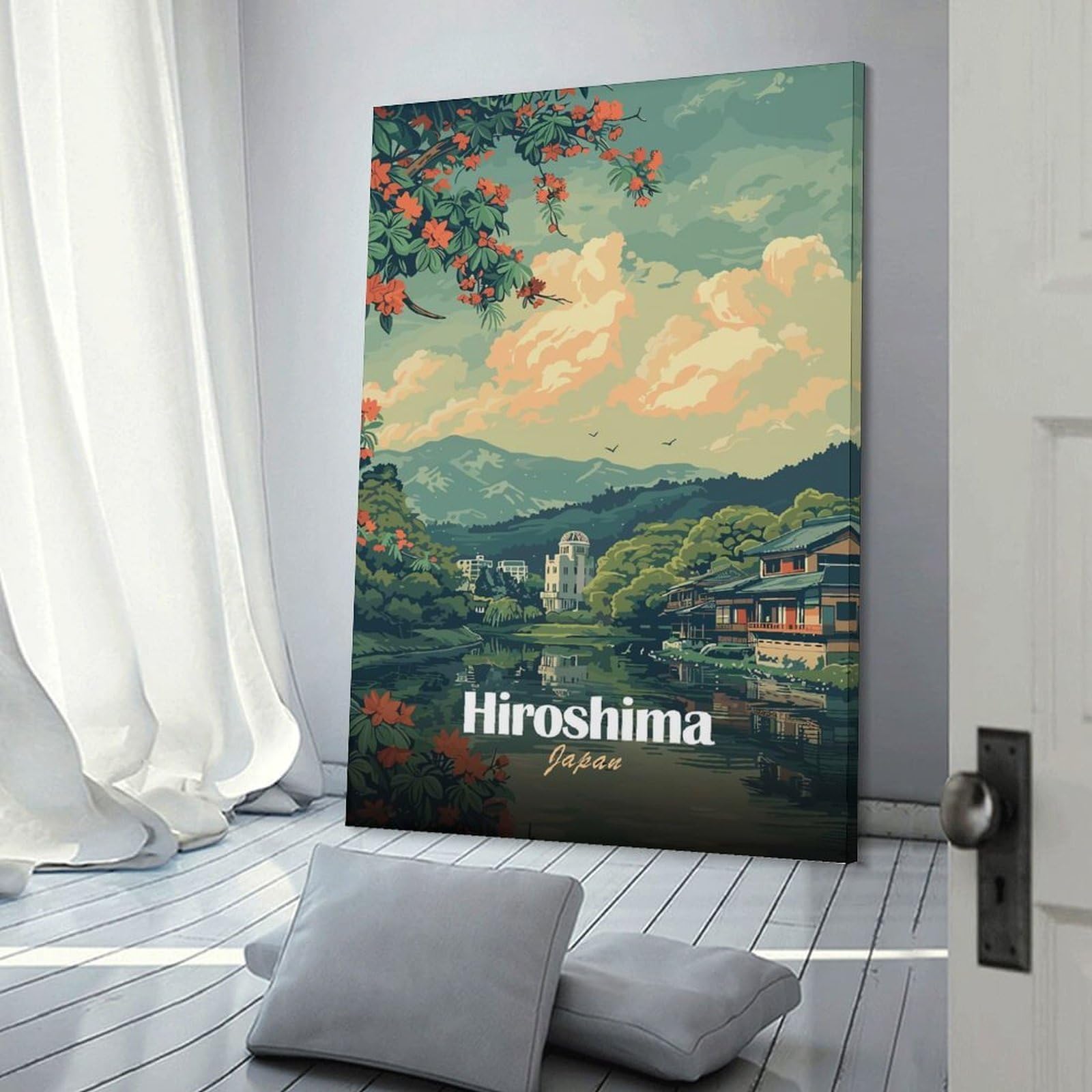 Junmoney Hiroshima Japan Scenic View Hanging Wall Art 16x24inch(40x60cm), for New Homes, Bedrooms Or Workspaces, Thoughtful Wall Decor for Art Lovers