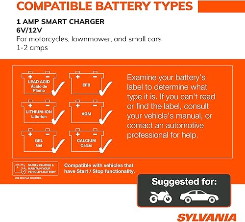 Miniatura 3 de SYLVANIA - Cargador inteligente - Cargador de batería de coche portátil y resistente - Facilita la carga de la batería de tu coche - Uso como