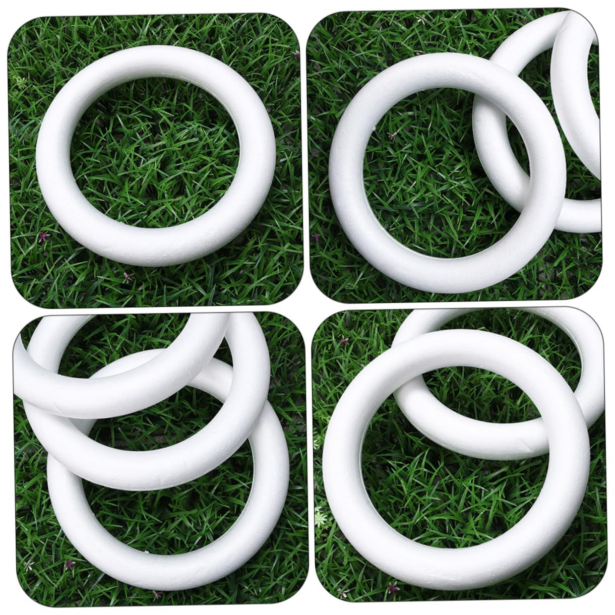 Zerodeko 4 Pezzi Anelli in Schiuma per Lavoretti Natalizi Fai da Te Anello Circolare Decorativo Bianco per Addobbi Feste e Progetti Artigianali