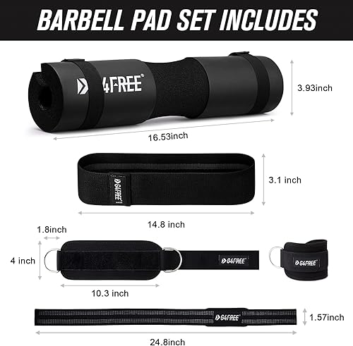 Miniatura 2 de G4Free Juego de 9 almohadillas de barra para sentadillas, empujes de cadera, estocadas, día de las piernas, barras olímpicas estándar con 2 correas