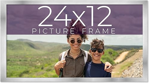 Miniatura 1 de Marco de fotos de madera real plateada de 24 x 12 pulgadas de ancho de 0.75 pulgadas  Profundidad del marco interior de 0.5 pulgadas  Marco de fotos