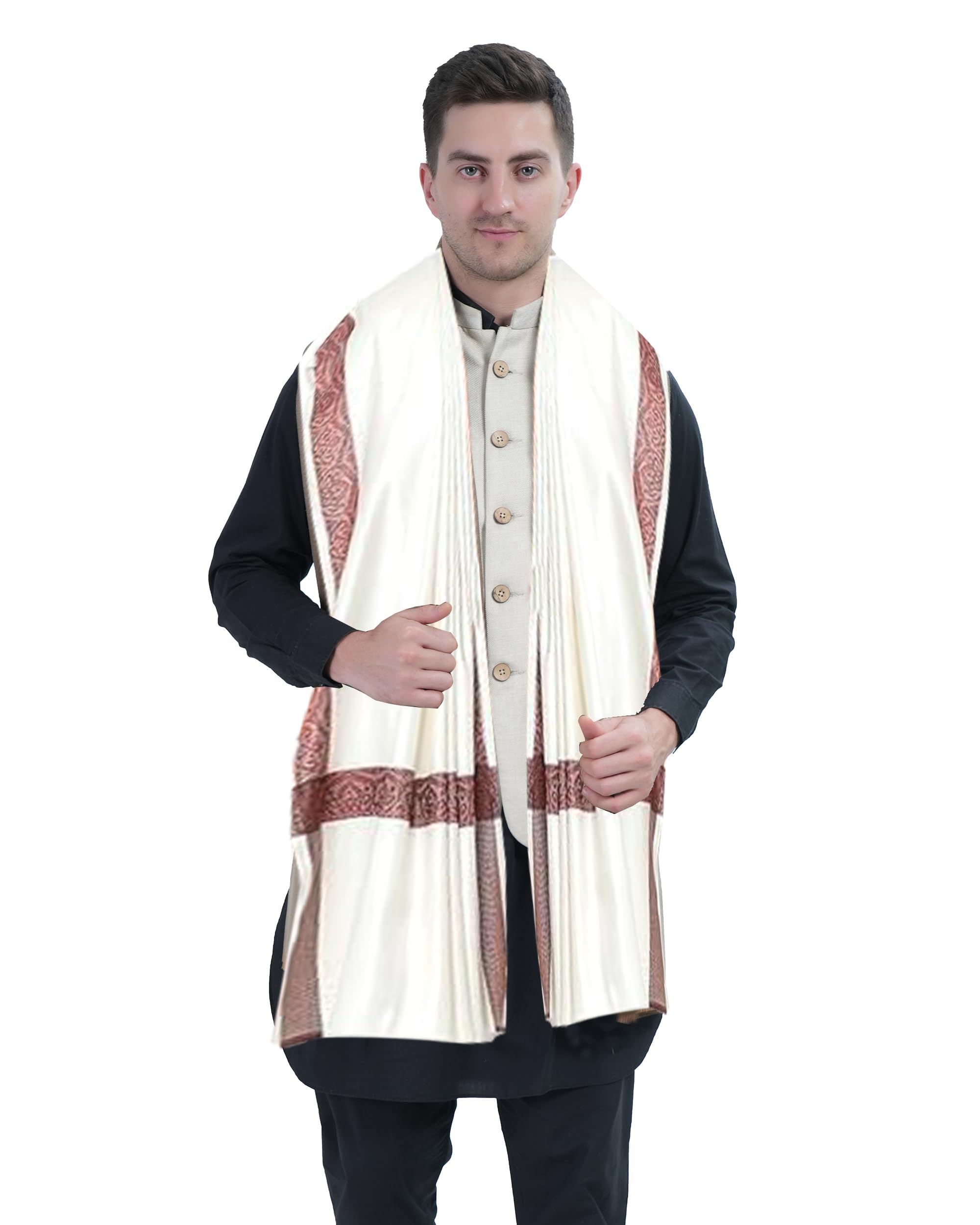 manra Men's Woollen Warm Kashmiri Shawls Meditation Soft Comfortable Solid Color for Winter-picture-32