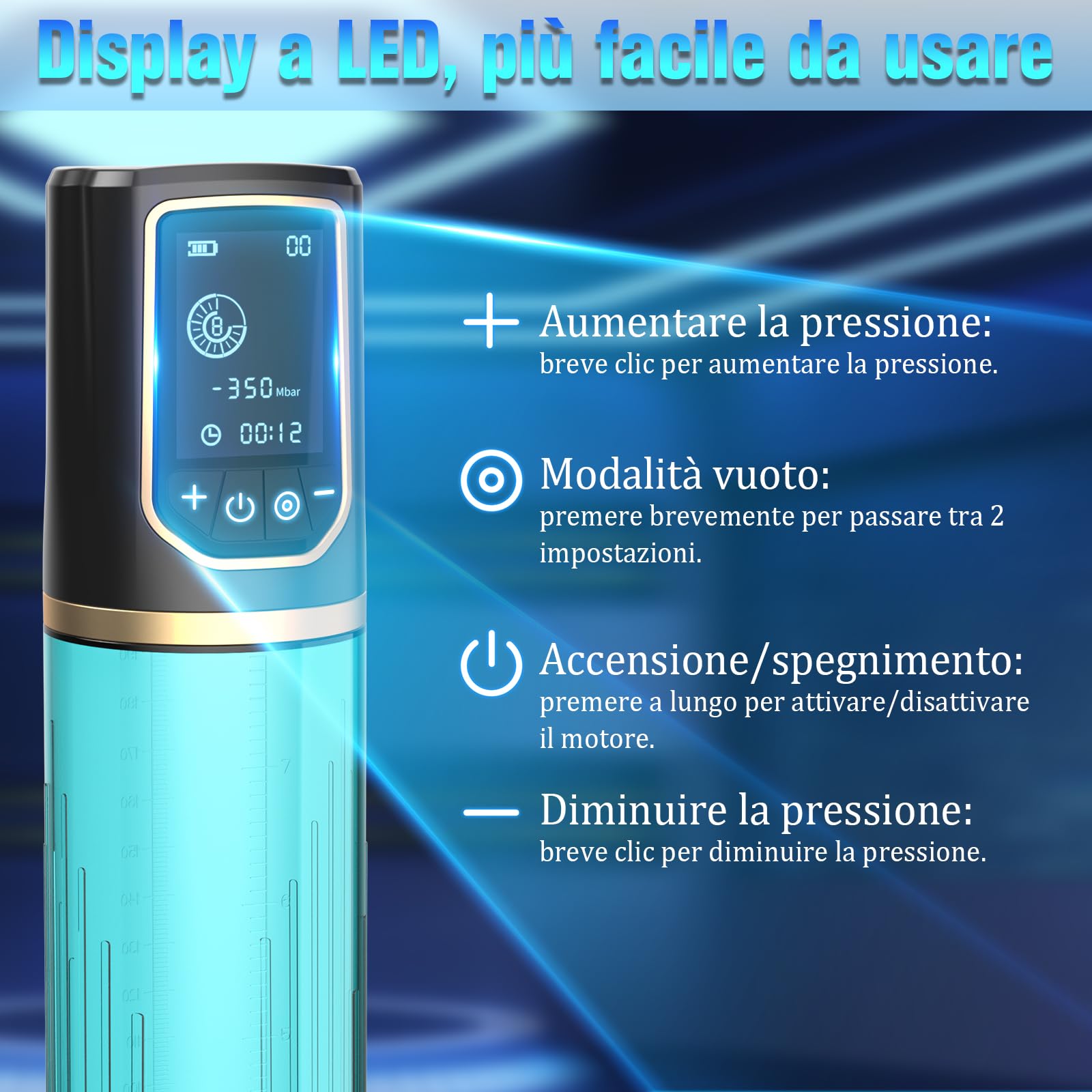 Ingrandimento Elettrica Pompa per Pene - Sex Toys Uomo con 8+8 Modalità di Aspirazione Masturbtore per Uomini Vacuum Device