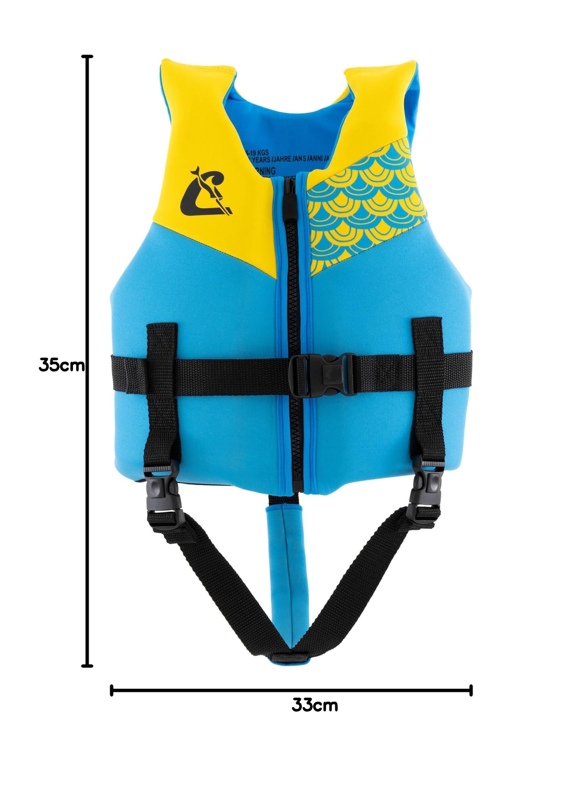 CRESSI Froggy Kids Swim Vest with Double Handle Azure/Yellow M: 3/6 Years