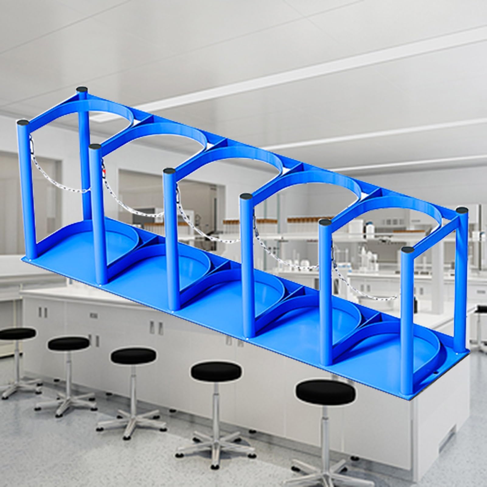 GTHTUHFD Oxygen Cylinder Rack Standing Oxygen Tank Rack For 1-6 Cylinder, Small Oxygen Cylinder Storage Stand, Blue Medical Oxygen Tank Holder For Storage & Transportation,L-93cm(36 5/8
