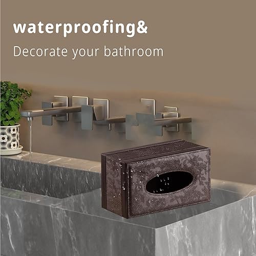 Miniatura 7 de Funda rectangular para caja de pañuelos de cuero, compatible con fundas de caja Kleenex, soporte para caja de pañuelos faciales con soporte para