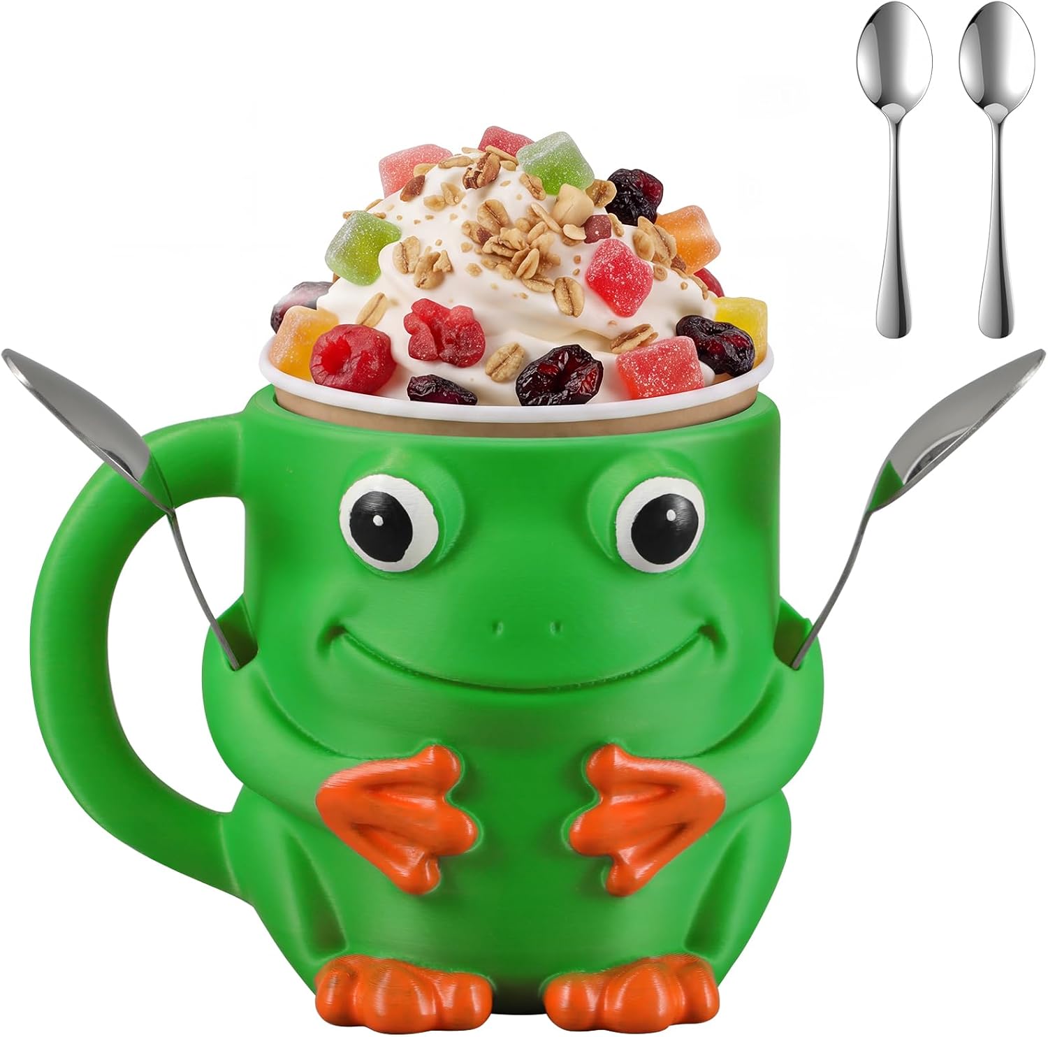 CHENGU 16Oz Frog Ice Cream Pint Container Cute Holder Summer Party Supplies