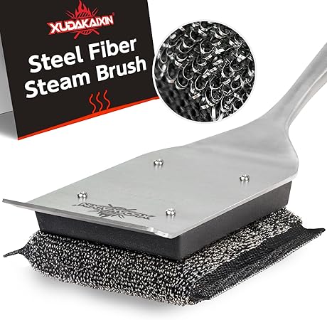 XUDKAKAIXIN Grill Brush Bristle Free,No Bristle Shedding,with Replacement Head,Unique Steel