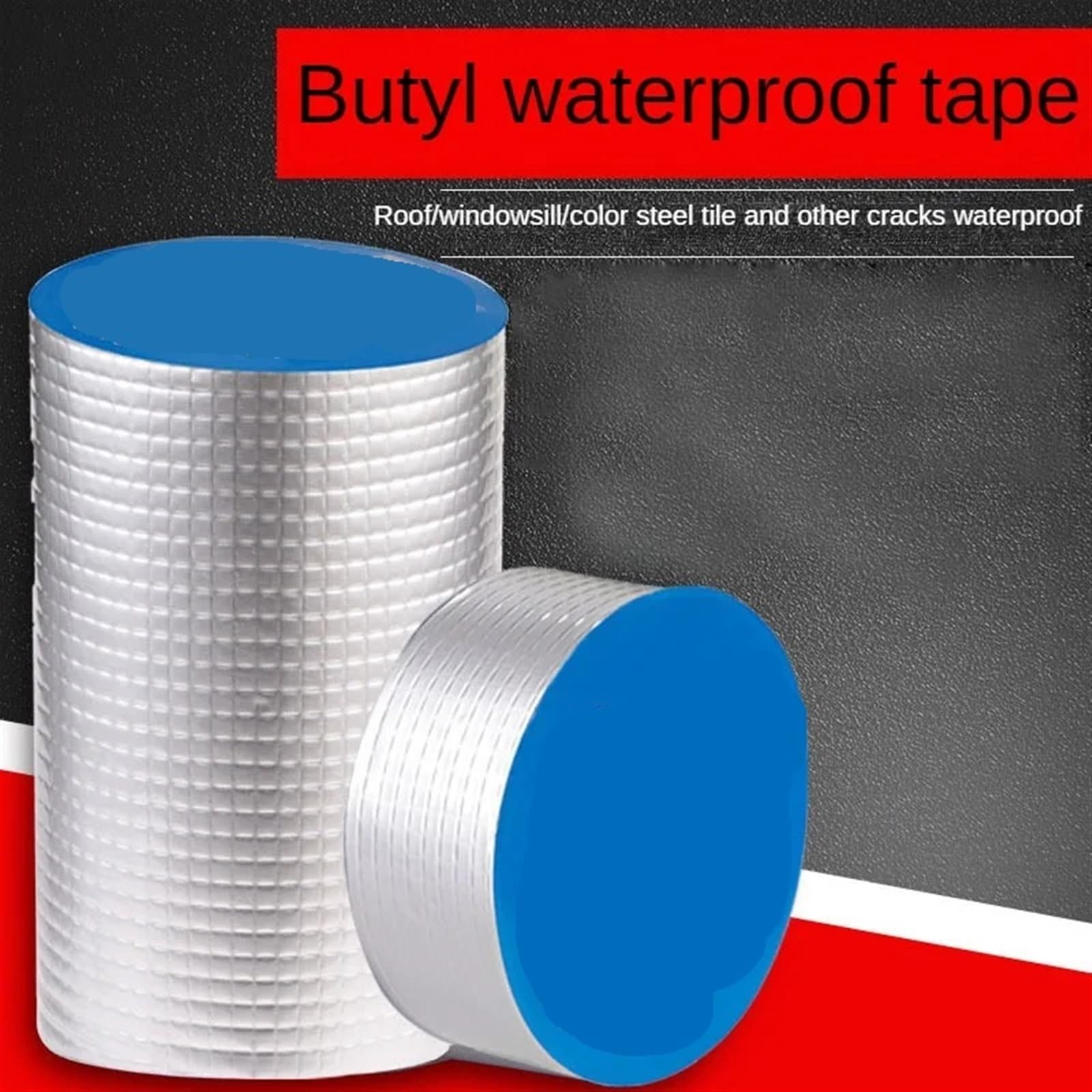 Cinta Butilo Impermeable Cinta de sellado butilo papel aluminio, selladores superimpermeable, sellador adhesivo for detener grietas pared, fugas, reparación tuberías techo, cinta fijación conductos | 20cm x 5 Meter