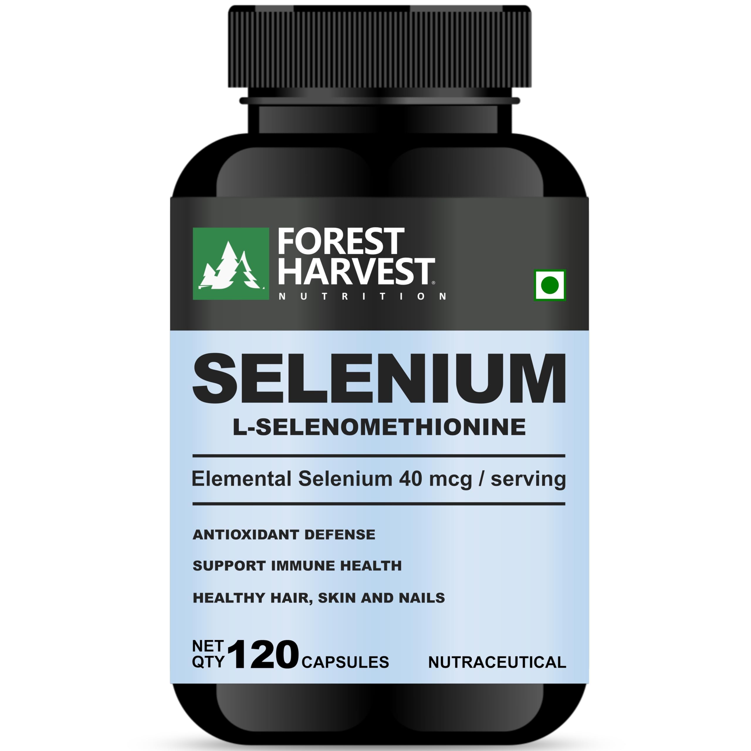 Forest Harvest Nutrition Selenium 40 mcg – Antioxidant, Thyroid & Immune Support | 120 Veg Capsules | WHO-GMP, HACCP, ISO & FSSAI Certified-image-38