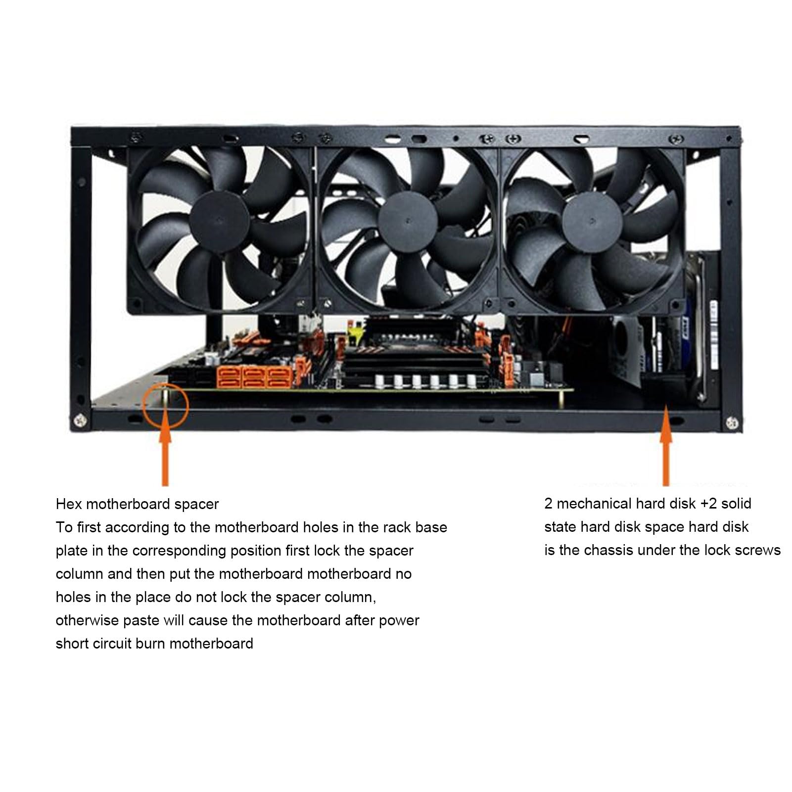 Ausla Bastidor de Chasis Abierto ATX, Marco de Acero, Compatible con Placas Base EATX ATX MATX ITX, Diseño Apilable con Excelentes Opciones de Refrigeración para Jugadores y Entusiastas del Bricolaje