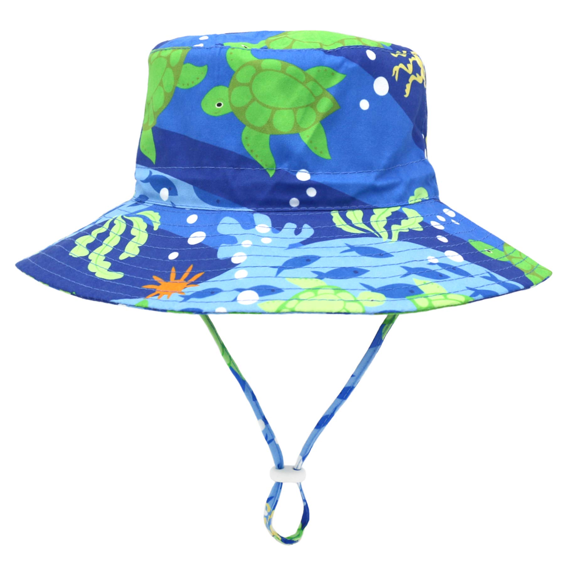 Sombrero de sol para bebé, sombrero de bebé, sombrero de niño pequeño, sombrero de pescador UPF 50+ para bebés y niñas, sombrero de playa con ala ancha para niños, Sea World, 6-12 meses
