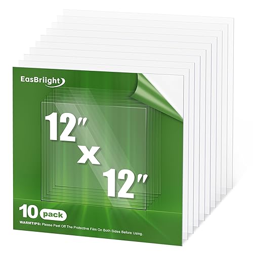 Paquete de 10 hojas de plástico flexible transparente de 12 x 12 x 0.04 pulgadas, para pintura, manualidades, letreros, marcos de fotos, artes,