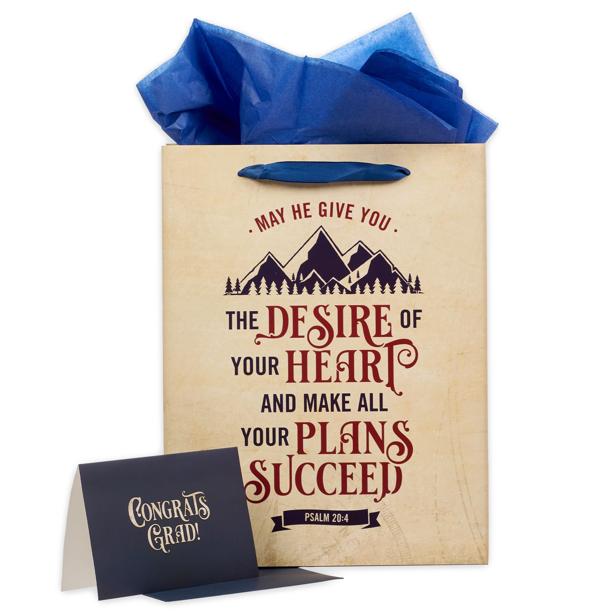 Christian Art Gifts Three Piece Portrait Gift Bag for Men and Women with Card | Desires of Your Heart - Psalm 20:4, Large โ image 1