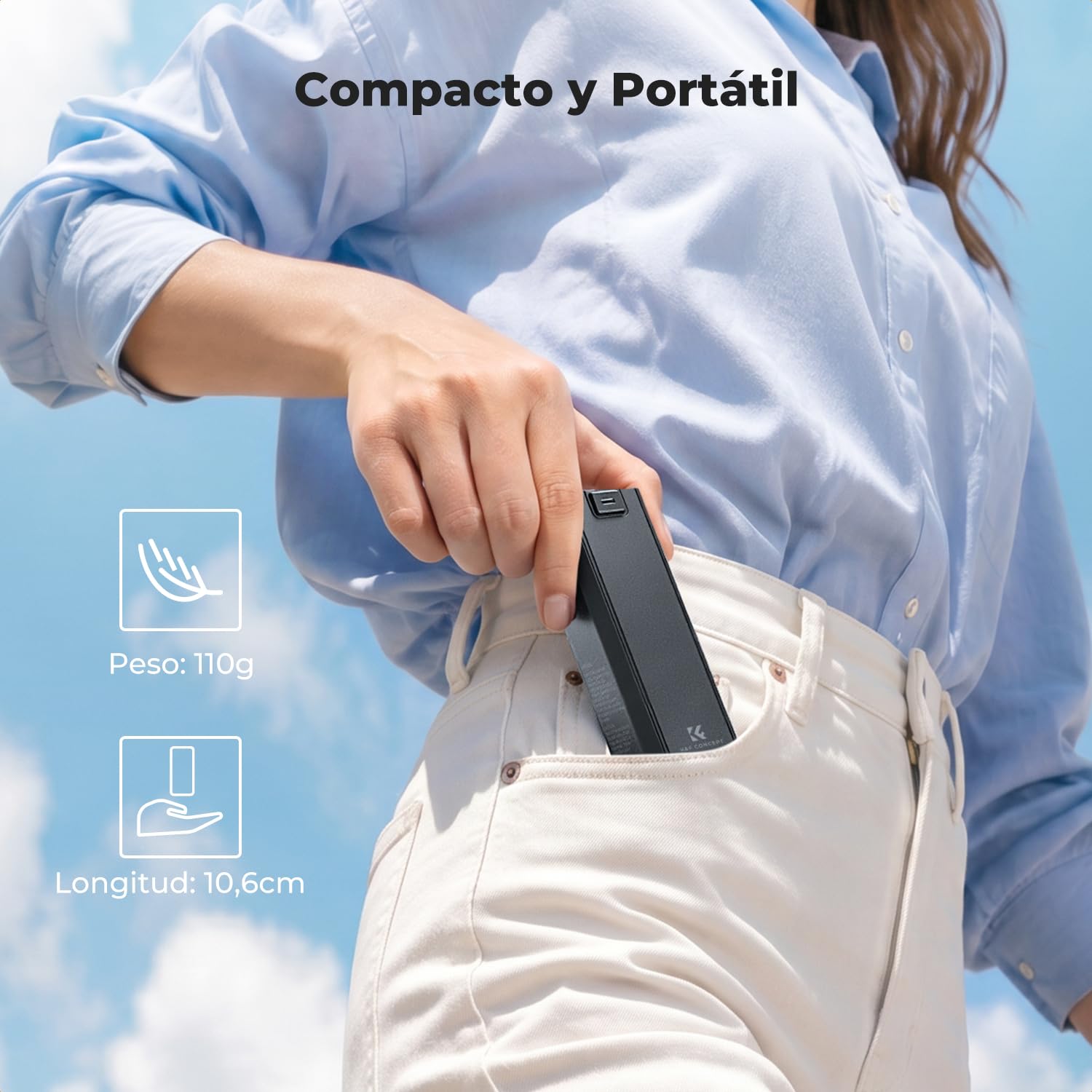 K&F CONCEPT Manija de batería de 5000mAh compatible con Osmo Pocket 4/Pocket 3, para accesorios de Osmo Pocket 3, batería completamente desbloqueada