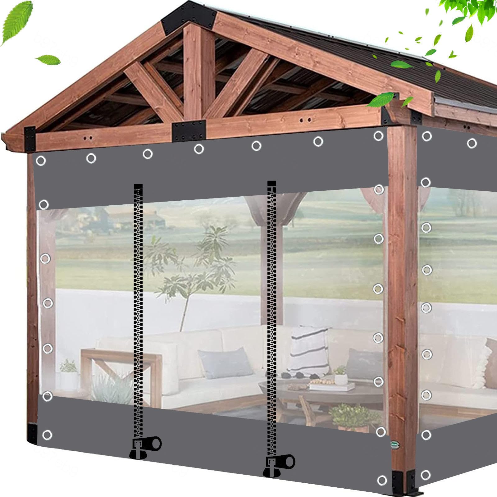 Rideaux de bâche pour pergola extérieure transformant le gazebo en salon de jardin fermé et abrité
