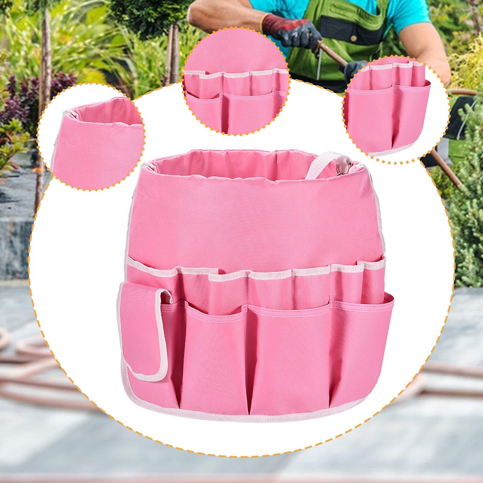 Borsa Porta Attrezzi Da Giardinaggio Organizer Borsa Attrezzi Borsa Portaoggetti Impermeabile Tessuto Oxford Ampio Spazio Multi Tasche Maniglia Resist, Rosa