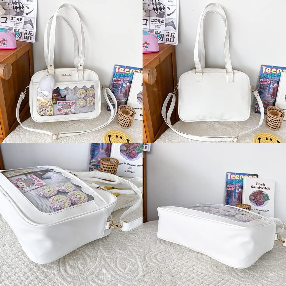 Lolita ITA Bag with Insert Pin Display,Anime Cosplay Shoulder Bag,Women Crossbody Bag,PU Leather Kawaii Purse