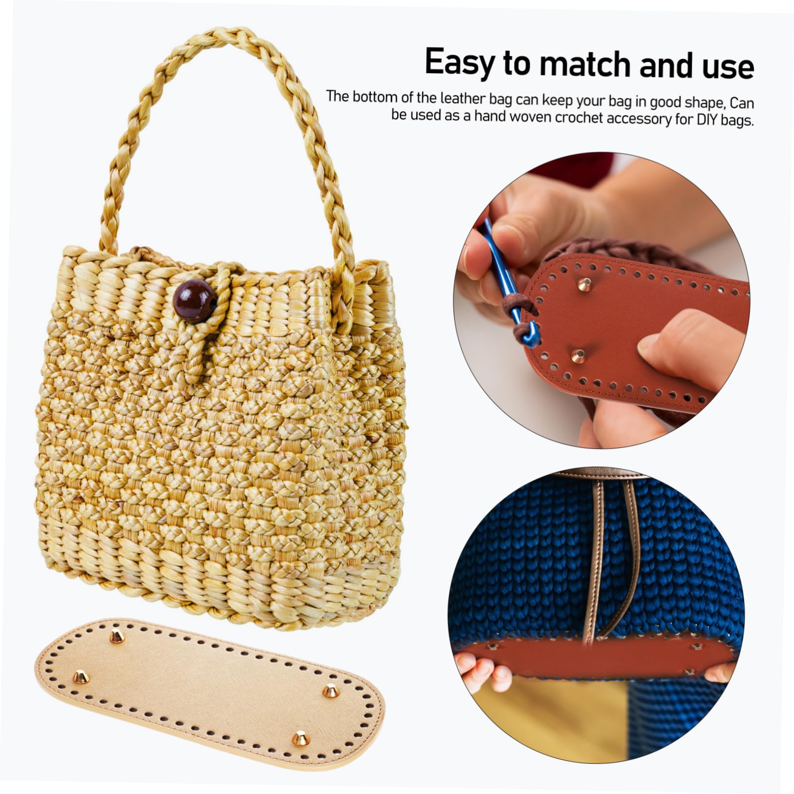 Ovale Taschenboden mit Löchern und Vier Nageldesign 8 Stück aus Pu Leder Selbstgemacht Handtaschenformer für Frauen Handtasche und Häkeltaschen Zubehör