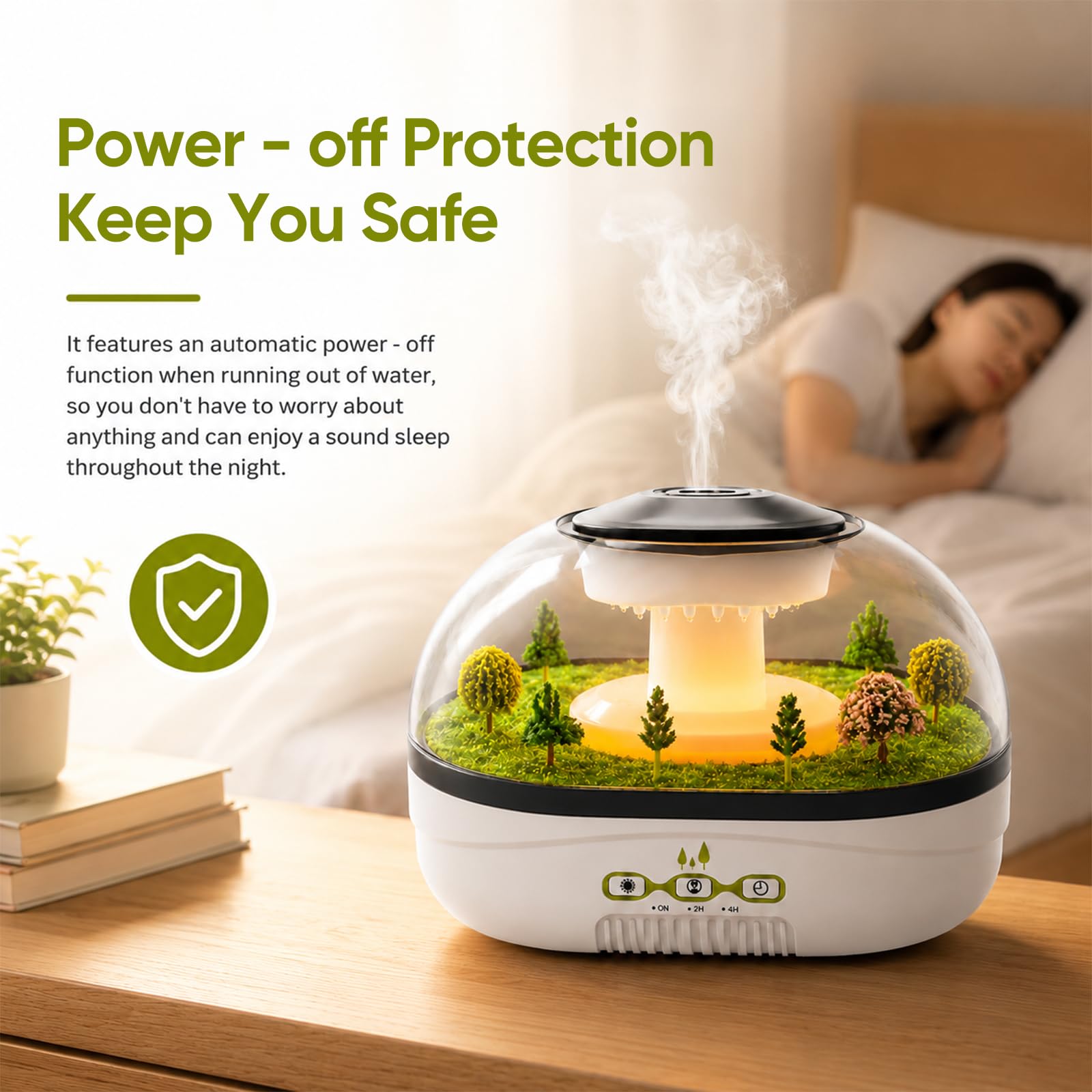 Mini umidificatore, diffusore di aromi a ultrasuoni, per camera da letto e bambino, silenzioso, con luce a LED e spegnimento automatico, umidificatore decorativo a goccia di pioggia, per casa e