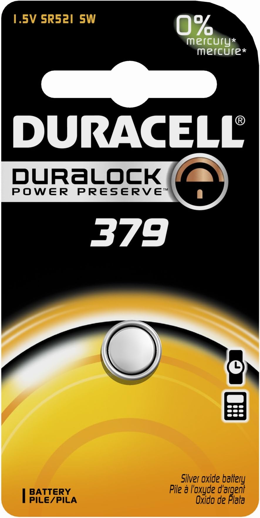 D379BPK09 Silver Oxide Electronic Watch Battery, 379 Size, 1.55V, 14 mAh Capacity (Case of 6)