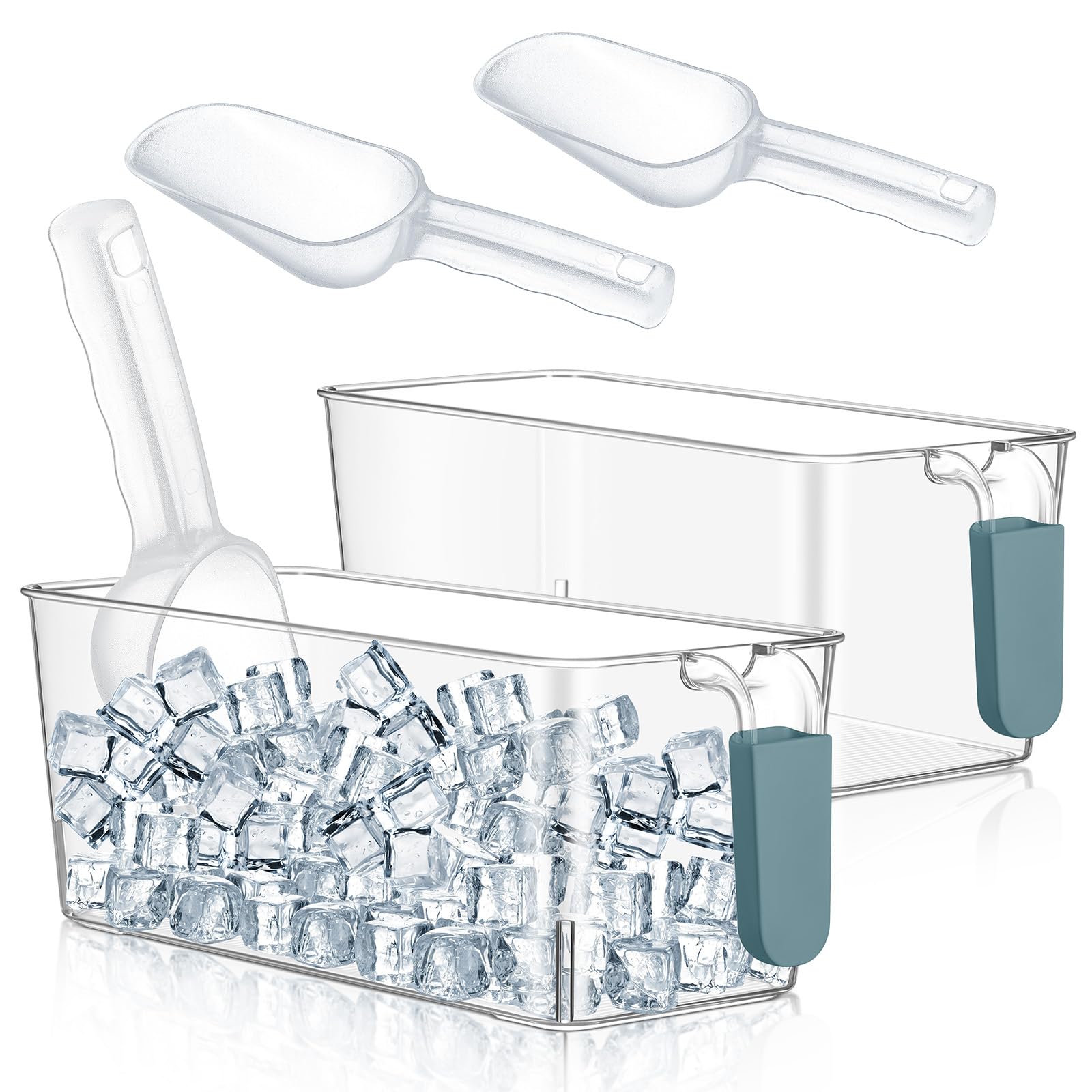 Havawish Ice Storage Bin and Flexible Scoop Set Plastic Freezer Bin