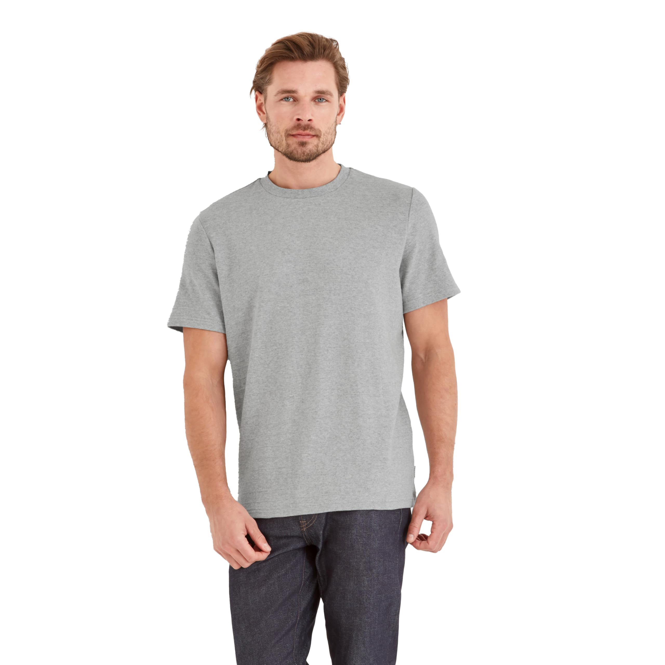 Tog24 Men's Light Grey Marl Goodman T-Shirt, Supersoft Cotton Blend, Casual Wear, Label