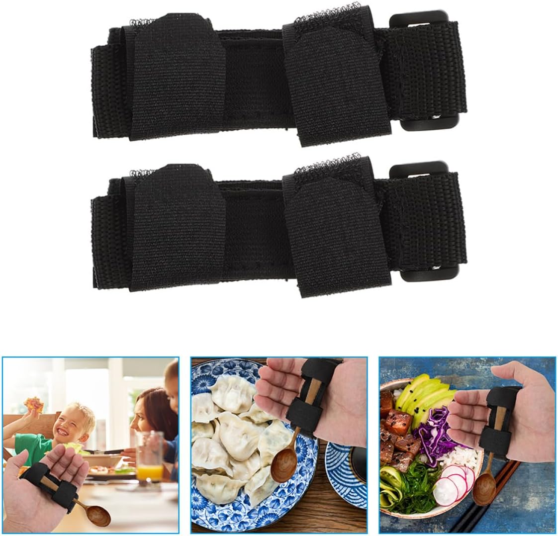 LALAFINA 6pcs Adaptive Utensil Holder Hand Strap for Eating Assistance for Elderly and Disabled Individuals Grip for Utensils and Items