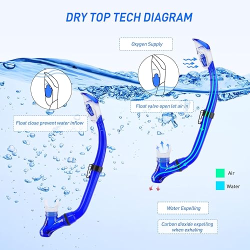 Miniatura 3 de KUYOU Kids Snorkel Set - Safe and Clear Underwater Adventure with Full Dry Top Snorkel Mask, Tempered Glass Goggles, and Anti-Fog Design Age 5-12
