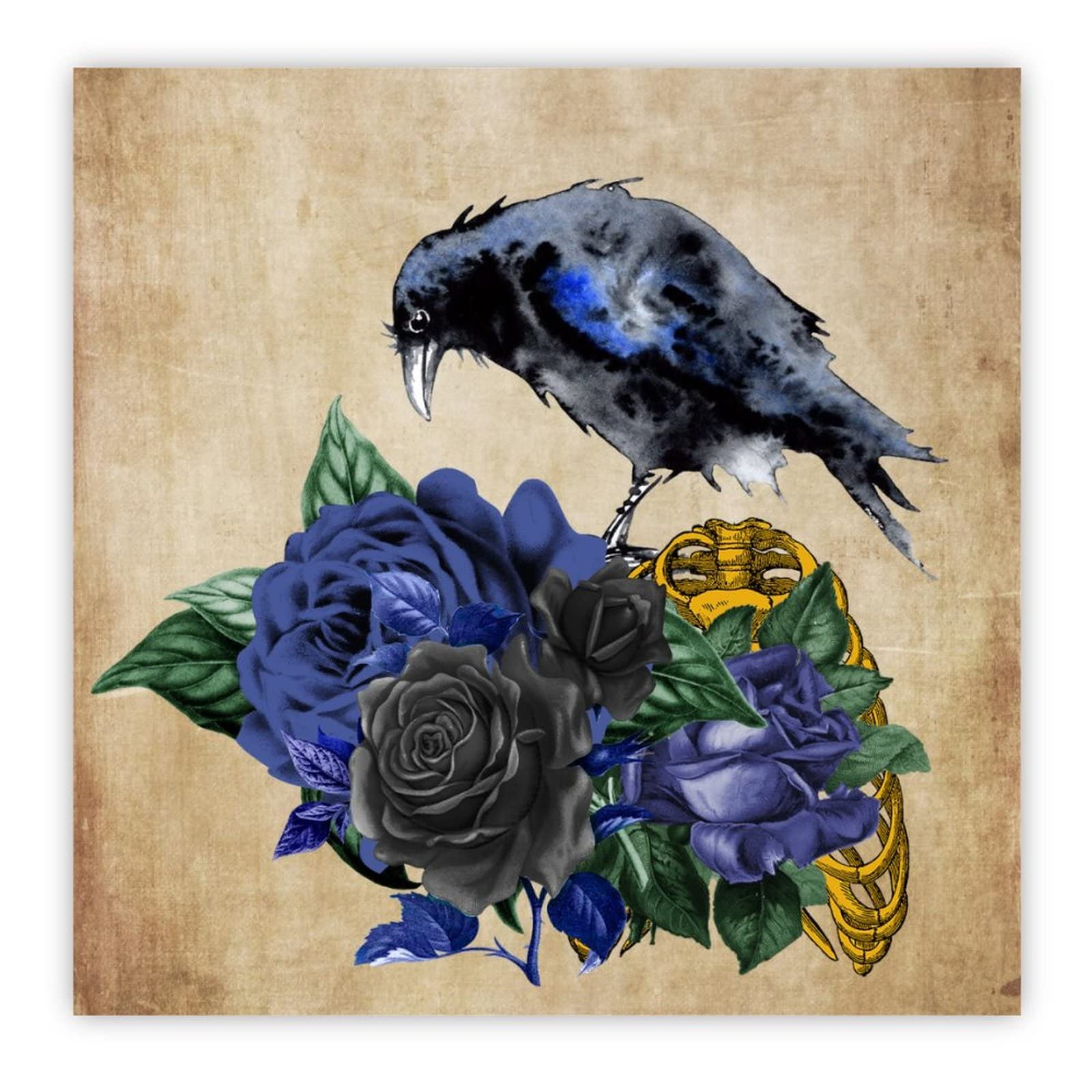 Panneau en bois corbeau et tête de mort rose et noir pour décoration murale