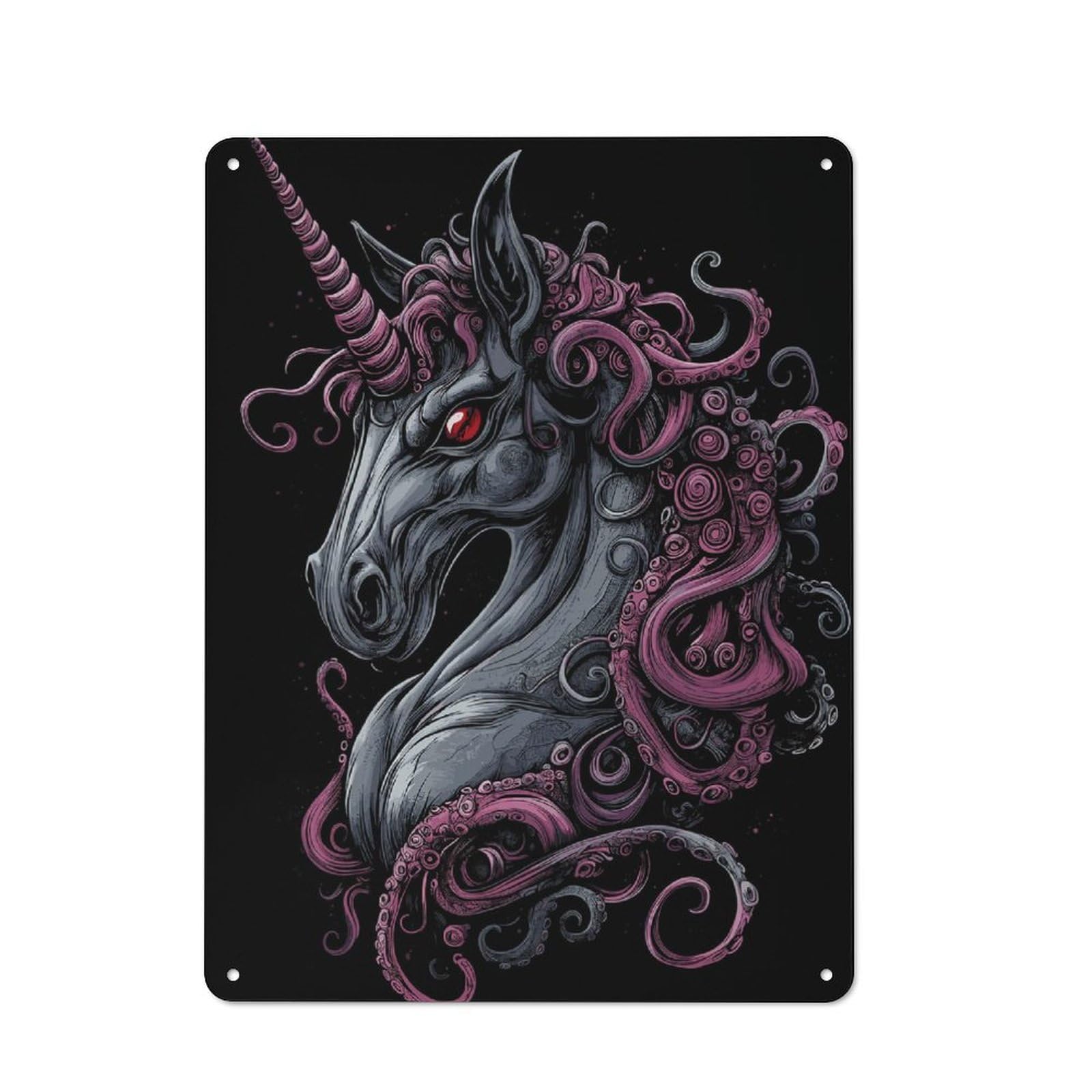 Junmoney Gothic Unicorn With Tentacles Metal Wall Sign 40X30cm Featuring For Bar Or Restaurant, For Restaurant Interior Fans