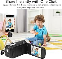 Vista 4 de Videocámara digital, portátil 1080P de alta definición, cámara de video digital DV, zoom 16X, rotación de 270°, batería incorporada con tarjeta SD