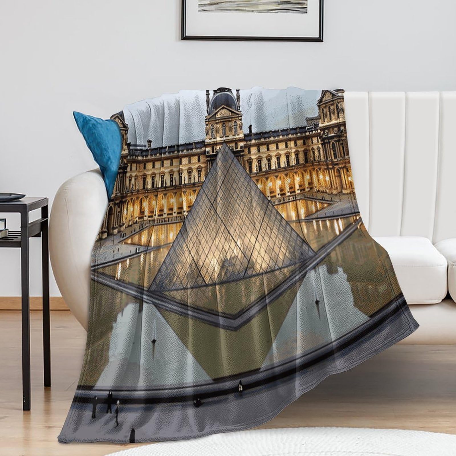 Couverture lit peluche Louvre Paris 150x200cm au toucher soyeux