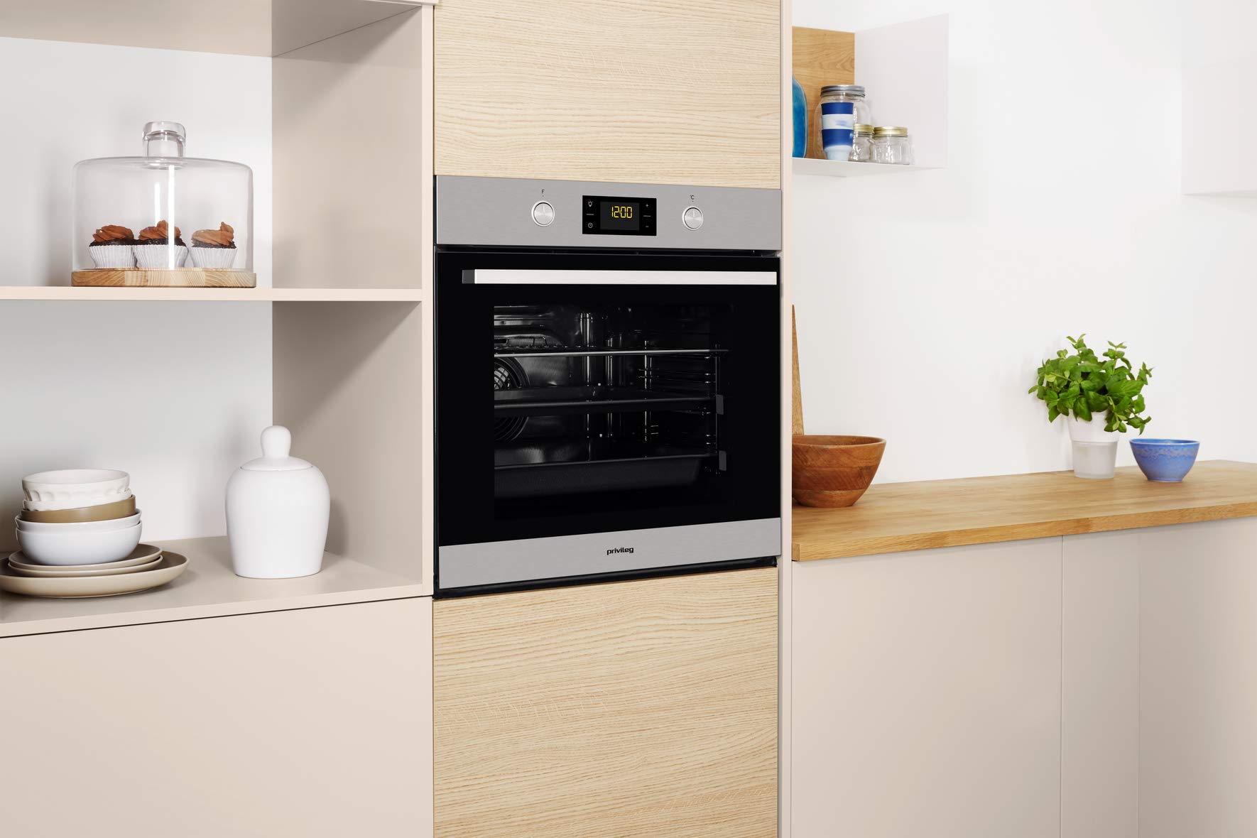 Privileg PBWR6 OH5V2 Einbau-Backofen 71 L Edelstahl Hydrolyse Multifunktions-Umluftbackofen Schwarz