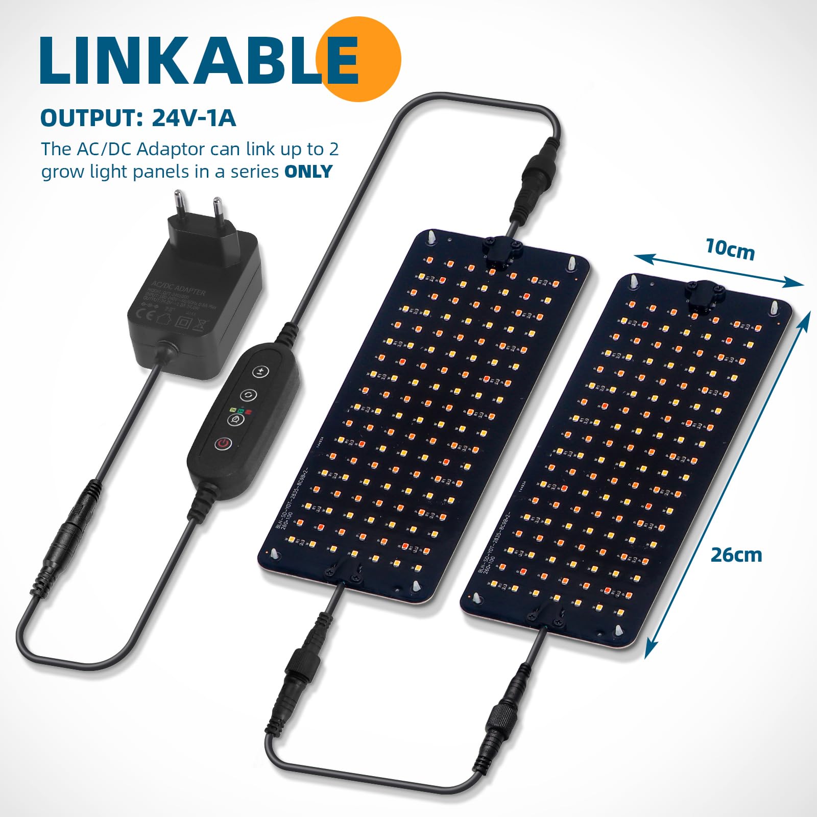 Barrina Lampe pour Plantes, 20W (2 x 10W) Panneaux de Lampes de Croissance Horticoles Minces à Spectre Complet Avec Minuterie Automatique 3/6/12H pour les Mini Serre pour Semis, 2 Barres