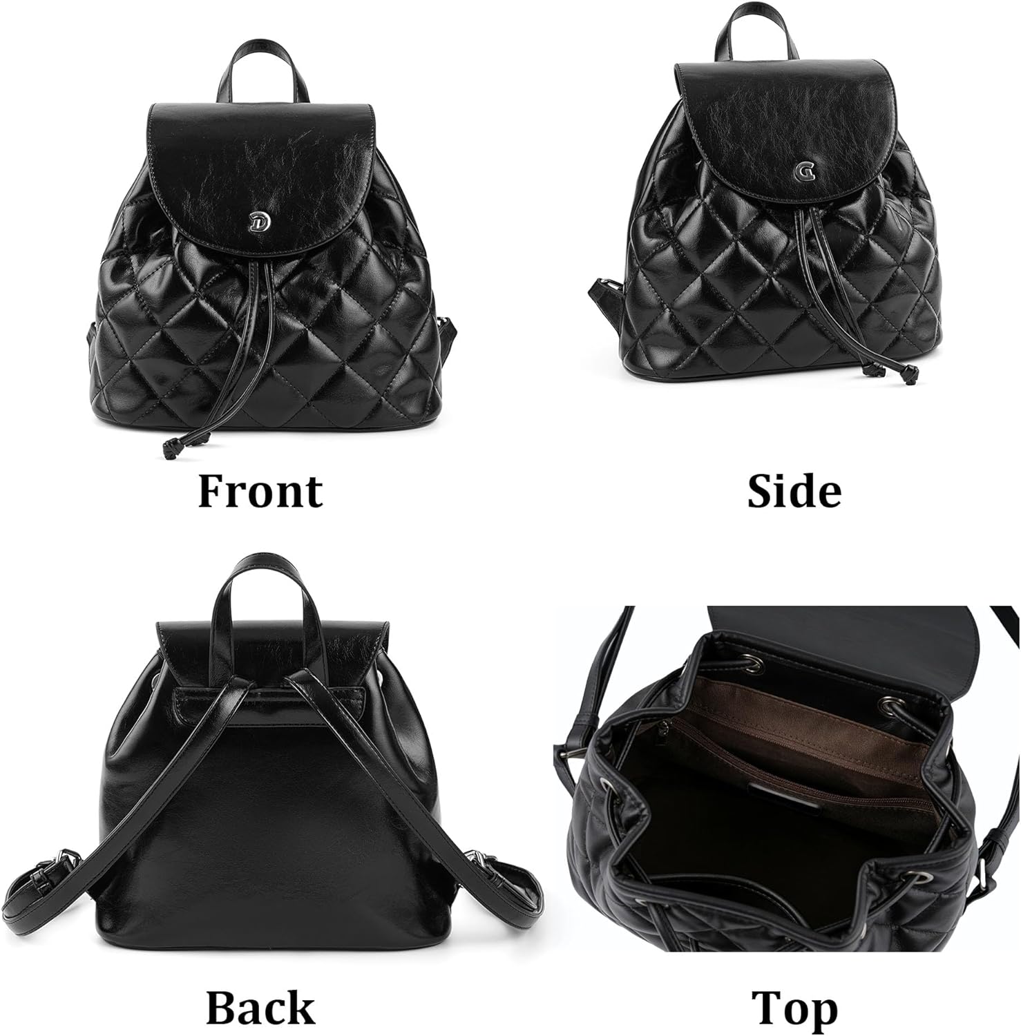 Quilted Mini Backpack for Women, Vegan Leather Convertible Backpack Purse with Magnetic Closure