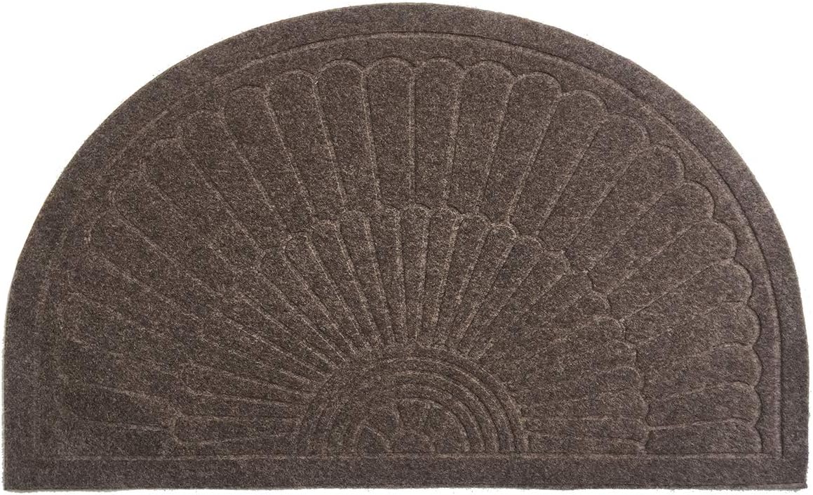 Half Circle Door Mat Indoor Front Entryway Doormat, Non-Slip Washable Entrance Rug with Rubber Backing, Indoor Outdoor Low Profile Floor Welcome Mats for Patio Porch Entryway (2, Coffee)