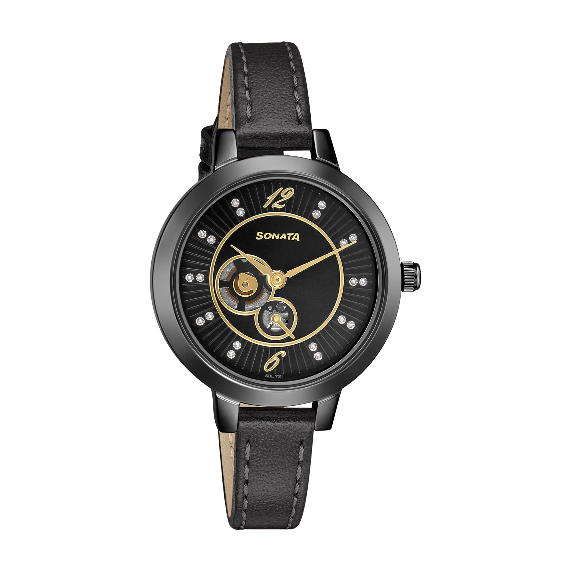 Sonata Unveil Black Dial Women Watch with Leather Strap-NR8141NL03 (B09GRGMYNM) Amazon Price History, Amazon Price Tracker